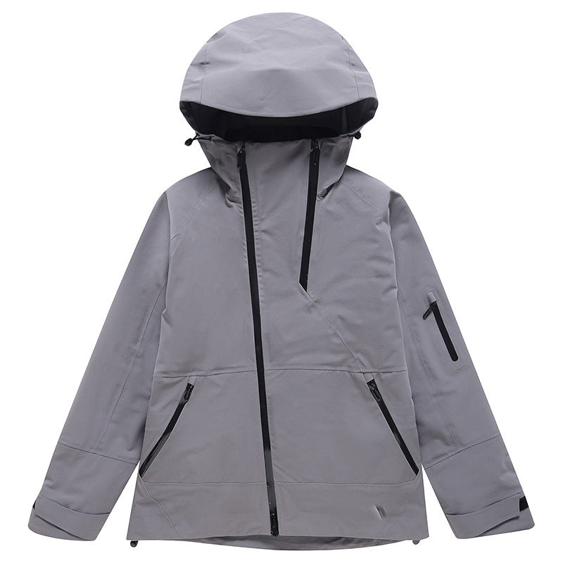 Arctic King Ski jacket Sleek Gray Ski Jacket – Modern Asymmetrical Design for Winter Sports